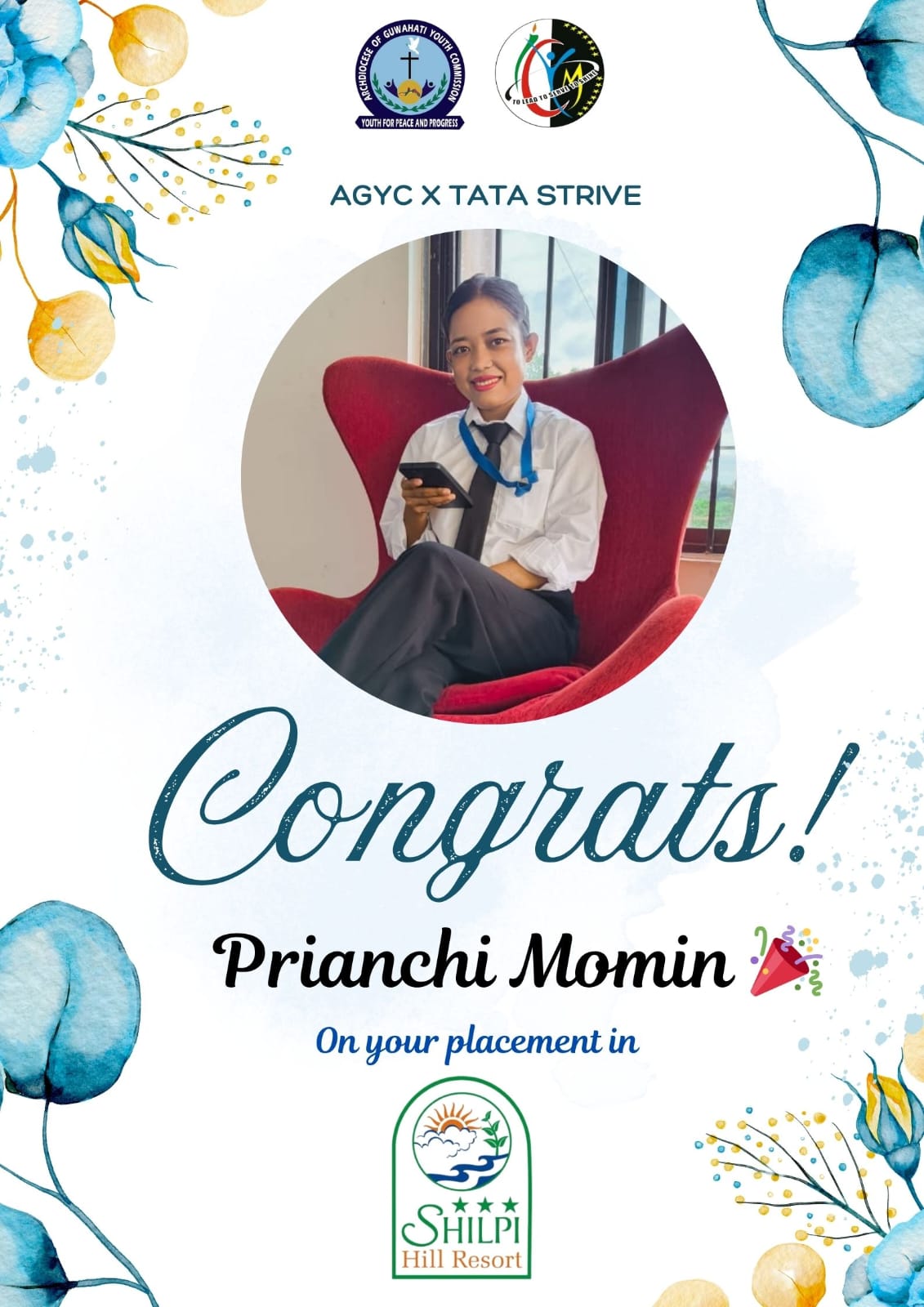 Congrats to Prianchi Momin on Shilpi Hill Resort Placement!